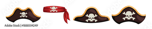 Set of pirate hat vector illustration