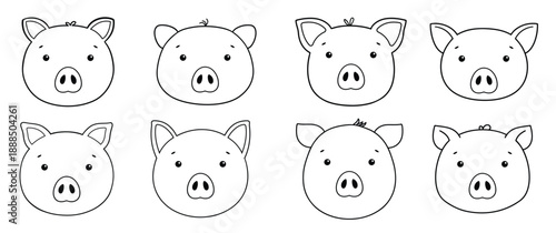 cute pig head set in kids style