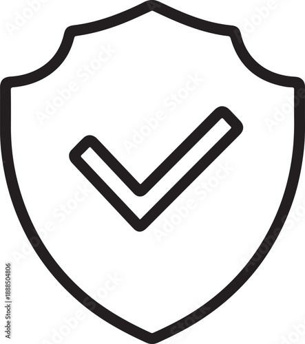 Shield with a checkmark indicating protection security reliability and verified data integrity