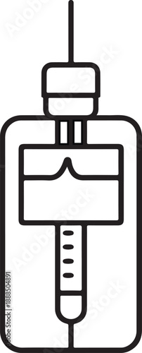 Stylized outline drawing of a gas mask with two large eye holes and two side canisters for protection against airborne hazards