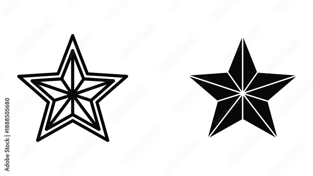 Fototapeta premium Black star icon set on white background