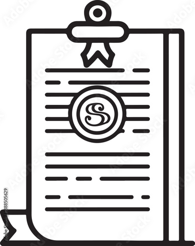 Certificate icon vector illustration in outline style isolated on transparent background