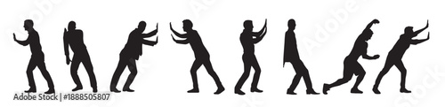 man pushing silhouettes