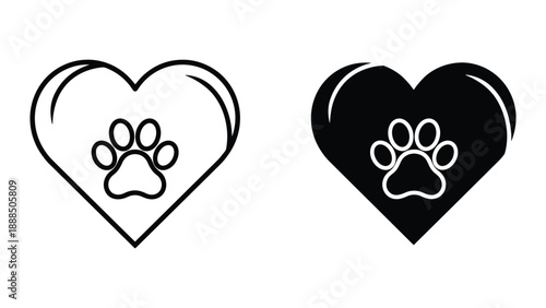 Paw print heart logo design