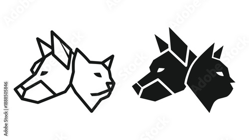 Geometric dog head logo design