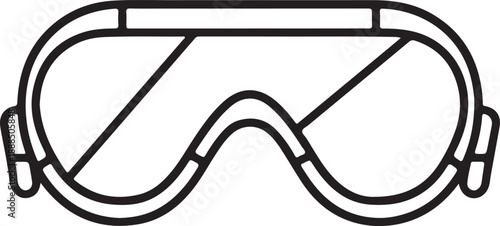 Ski goggles black line drawing simple icon isolated on transparent background winter sport