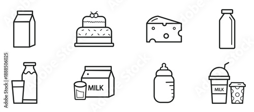 milk icon vector set food and drink made from milk