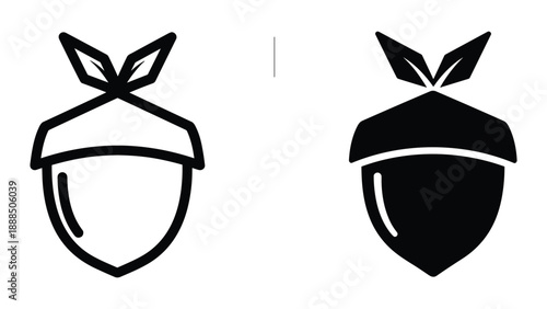 Acorn icon set in simple style