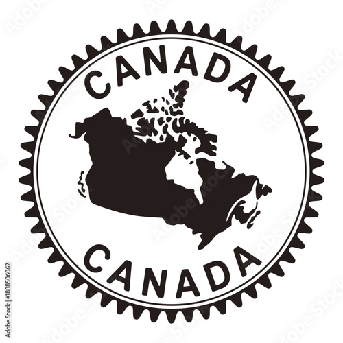 a rectangular stamp design proudly proclaiming made in canada with a maple leaf
