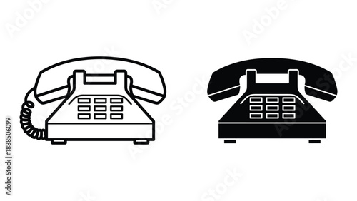 Landline telephone icons in black and white