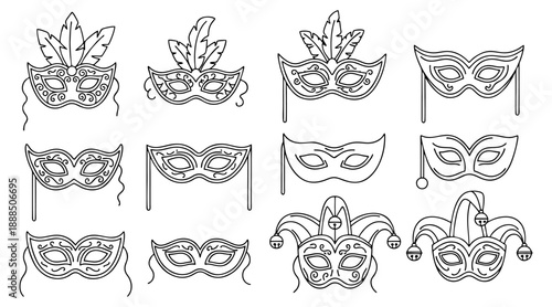 Set of Outline Carnival Masks