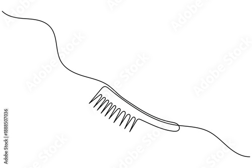 Hair comb continuous one line art drawing for minimalist beauty and fashion icon design