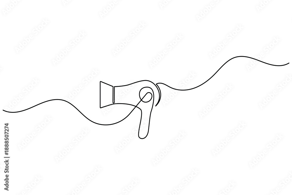 Obraz premium Hair dryer continuous one line art drawing in a minimal clean outline style
