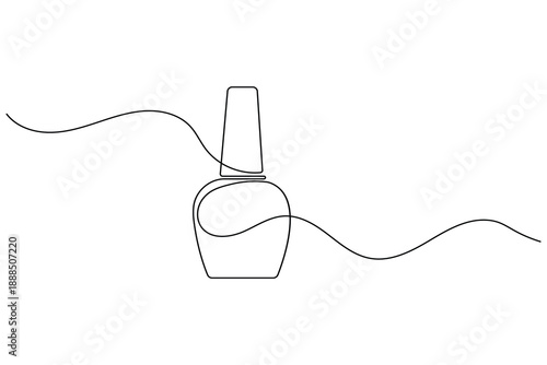 Nail polish bottle continuous one line art drawing in a minimal clean outline style