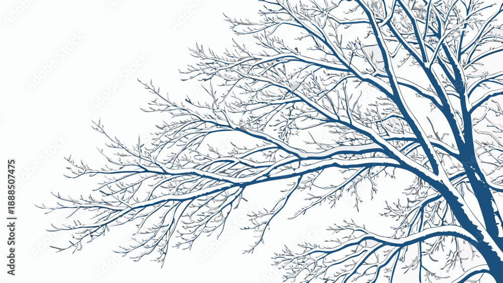 Fototapeta premium Winter Tree Branches Covered in Snow Illustration 1.