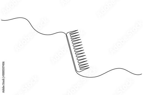 Comb continuous one line art drawing in a minimal clean outline vector style