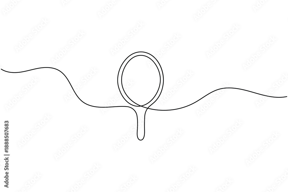 Obraz premium Hand mirror continuous line art drawing for beauty and grooming minimal vector icon
