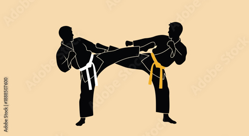Martial Arts Training Illustration with Two Fighters.