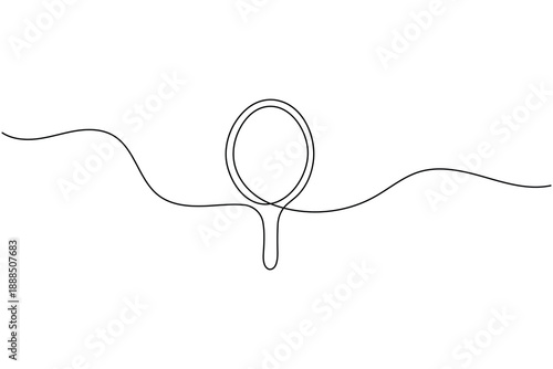 Hand mirror continuous line art drawing for beauty and grooming minimal vector icon