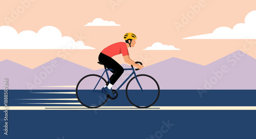 Cyclist riding a bicycle along a scenic coastal road.