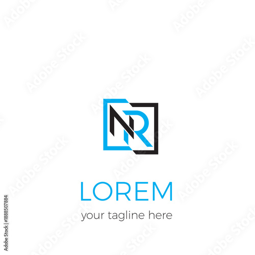 Initial letter NR vector logo in frame, letter vector logo for your company or trademark needs.