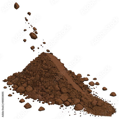 Pile of Cocoa Powder with Falling Pieces Isolated.
