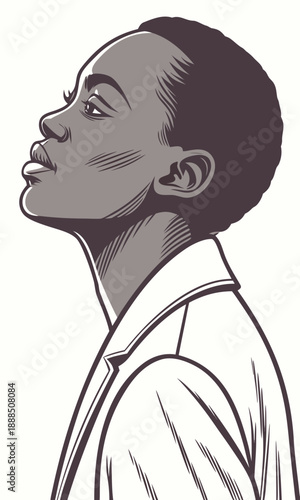 Portrait of a Determined Woman Looking Upward with Hope.