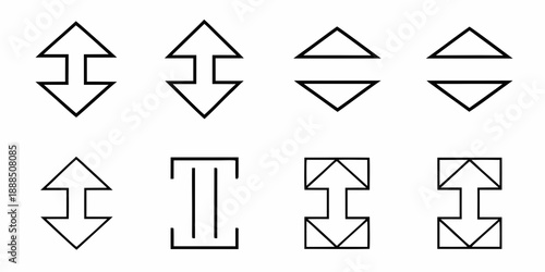 Collection of black and white geometric arrow and line symbols