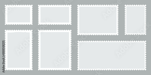 Collection of blank rectangular photo frames with decorative edges