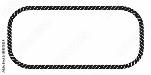 A black rope frame creates an empty rectangular space on a white background