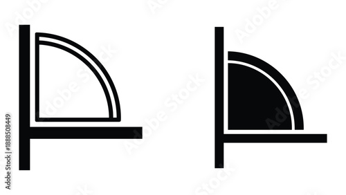 Simple black and white quarter circle icon