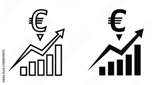 Euro currency growth chart illustration