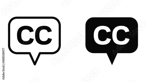Creative commons logo in speech bubble icon set