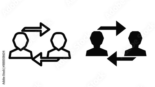 Exchange between people illustrated with simple icons and arrows