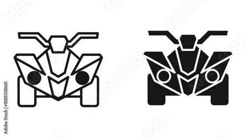 Quad bike icon set in black and white