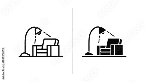 Simple desk lamp illustration with books