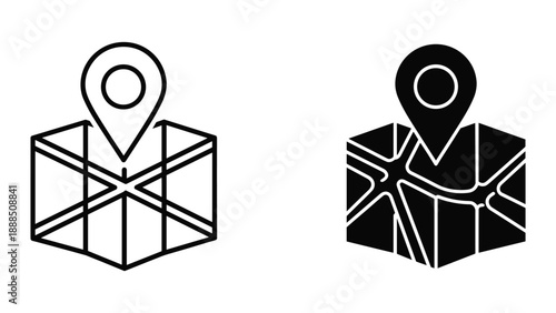 Location pin on map and package delivery icon