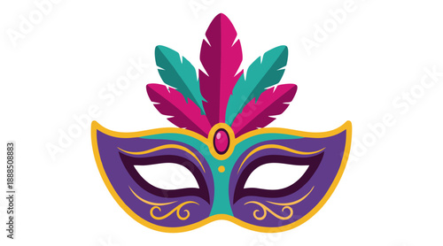 Colorful Carnival Mask with Feathers