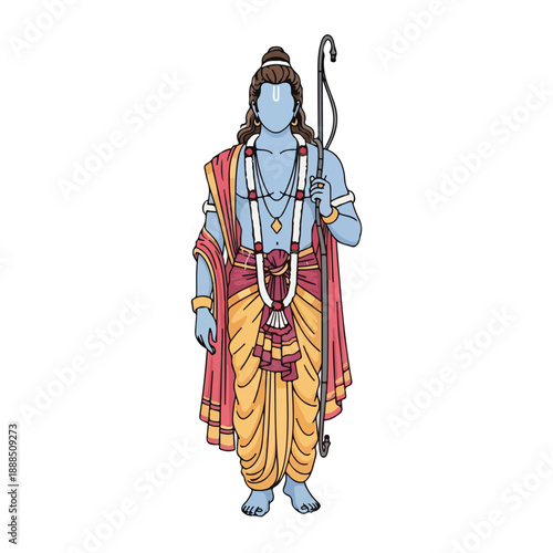 Hindu God Lord Rama Standing with Bow