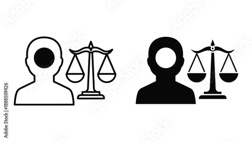 Balance and justice represented by scales and human figures
