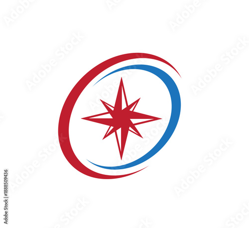 North Star Logo with Dynamic Swoosh Navigation Concept