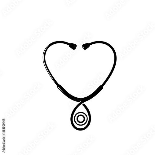 Heart-shaped stethoscope with bead Vector