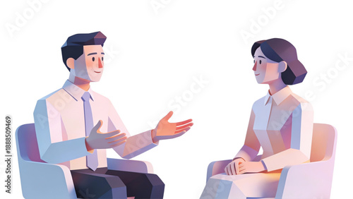 A smiling businessman and businesswoman in suits perform a professional handshake to symbolize teamwork and success during a productive office meeting between two executive businesspeople