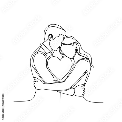 Couple embracing in love Vector