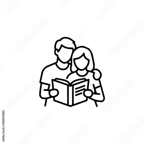 Couple reading book together Vector