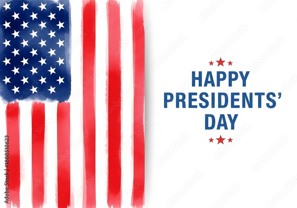 Obraz premium Happy Presidents’ Day Illustration with American Flag on White Background