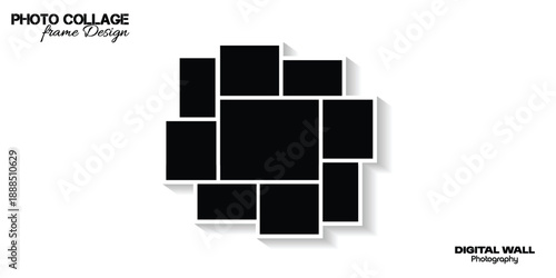 Creative photo frame collage template with abstract layout for digital display