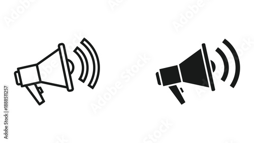 Megaphone icon set for announcement and communication
