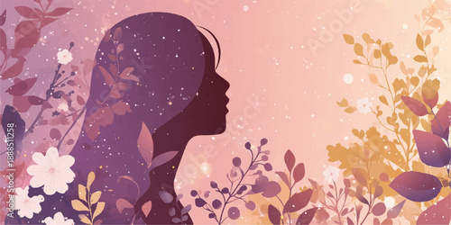 Silhouette of woman surrounded by floral dreamscape