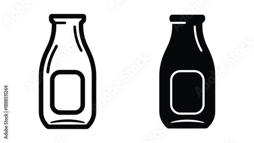 Simple black and white milk bottle illustration